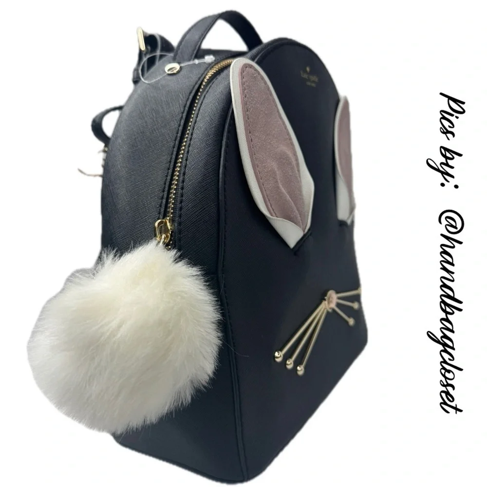 Kate Spade Hop To It Rabbit Sammi Bunny Easter Black Mini Backpack Bag